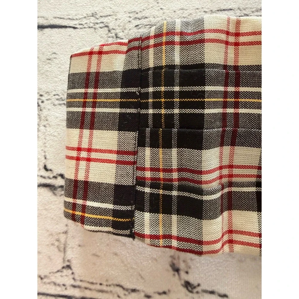 Vintage Cummerbund White Black Red Tartan‎ Plaid Cotton Adjustable to 44